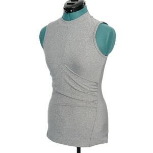 Athleta Bayview Powervita Tank Top Ruched Mock Neck XS Gray Stretch